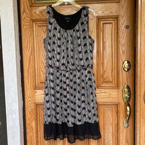 AB Studio Black White and Yellow Geometric Patterned Dress